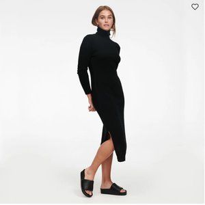 Naadam Cashmere Turtleneck Dress with Slits
